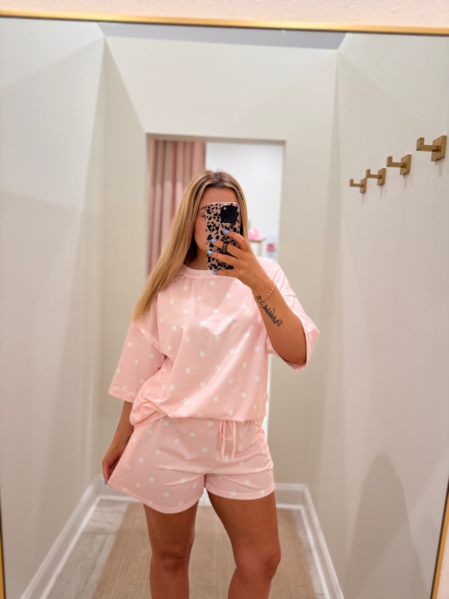 Pink and White Polka Dots Set