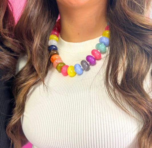 Scarlett Beaded Necklace - Rainbow