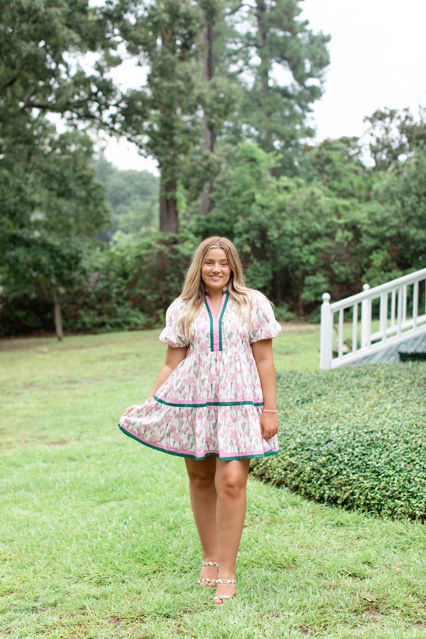 Dusty Pink V-Neck Floral Dress
