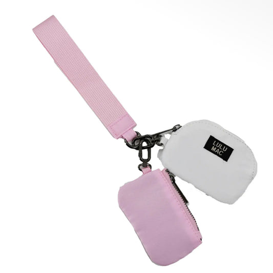Lulu Mac Light Pink/White Double Pouch Wristlet