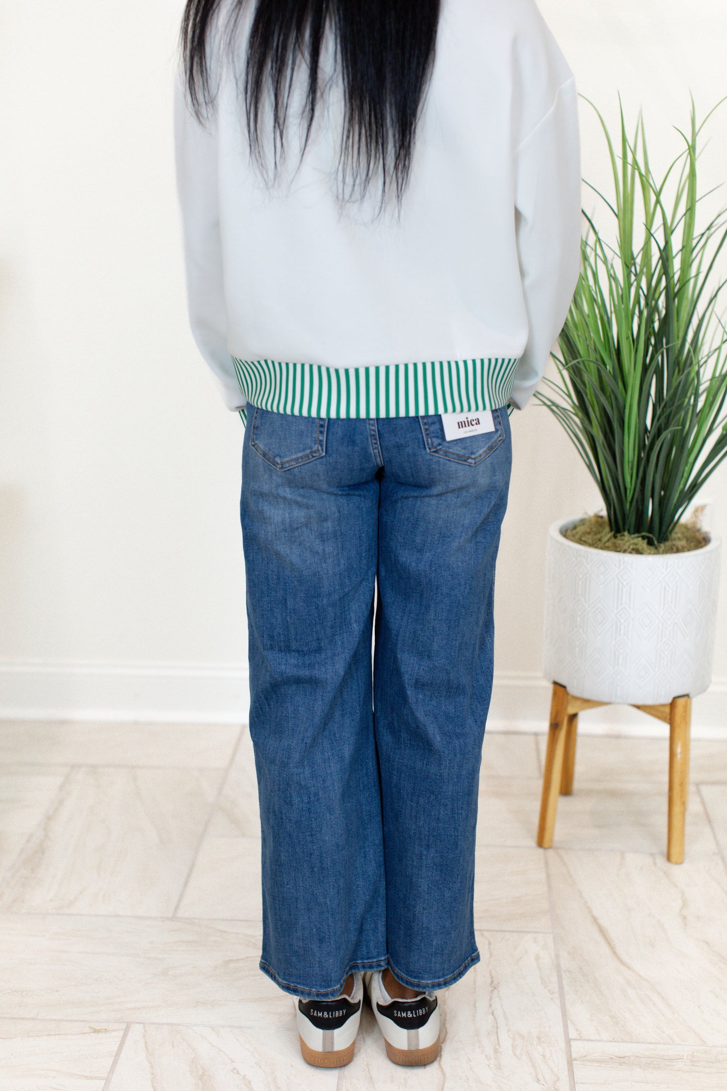 High Rise Seamed Wide Leg Ankle - Dark Wash