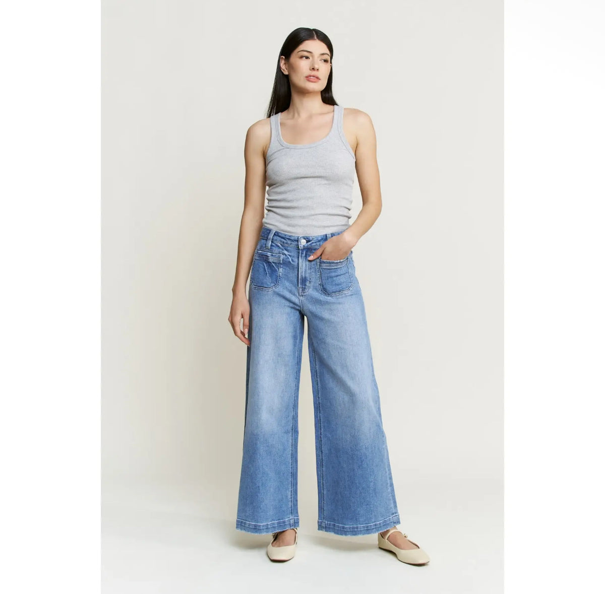 Super High Ankle Wide Leg Jean