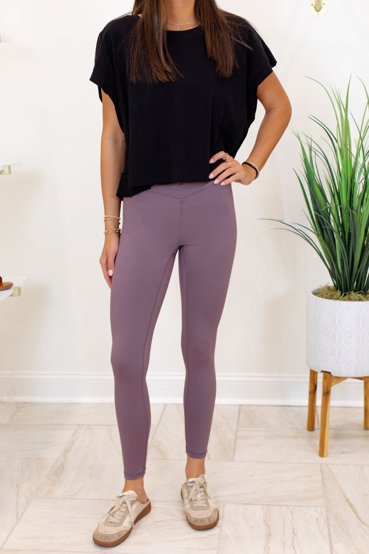 Frosted Mulberry High Rise Full Length V Shape Leggings