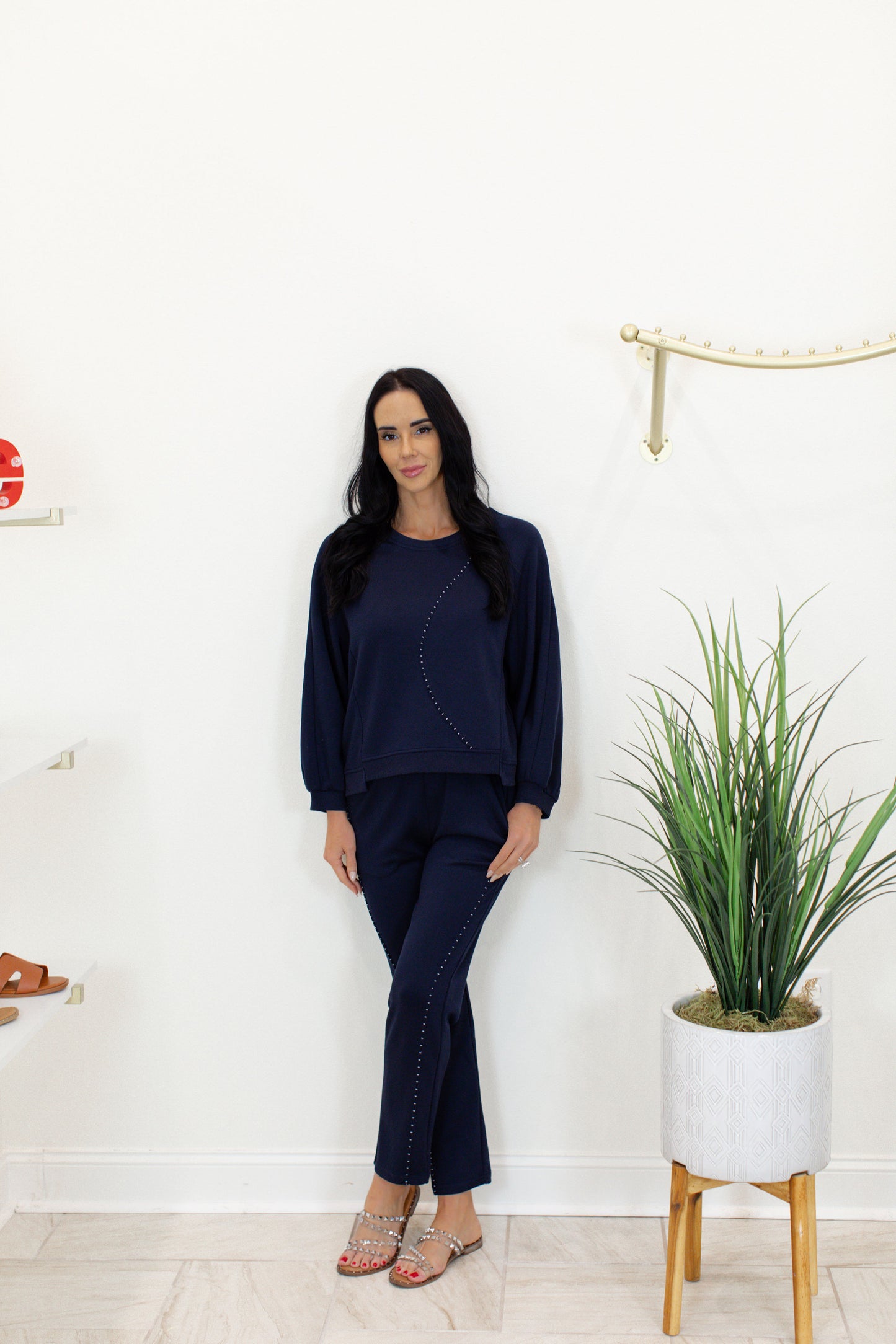 Kaely Navy Long Sleeve Pant Set