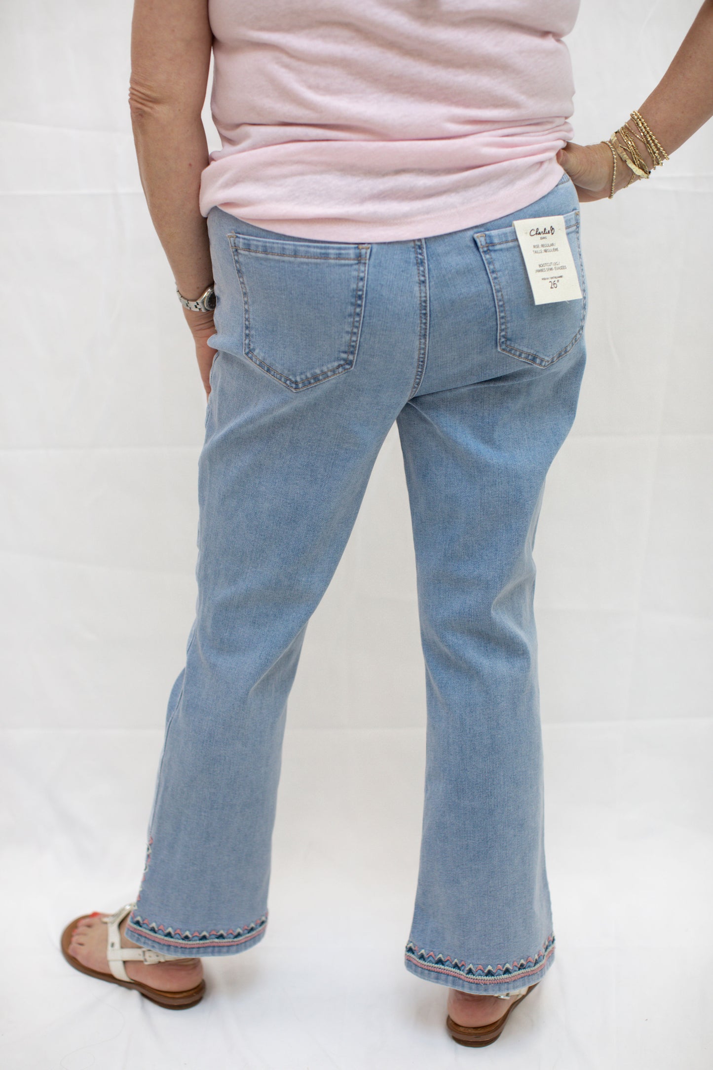 Side Slit Embroidered Jeans