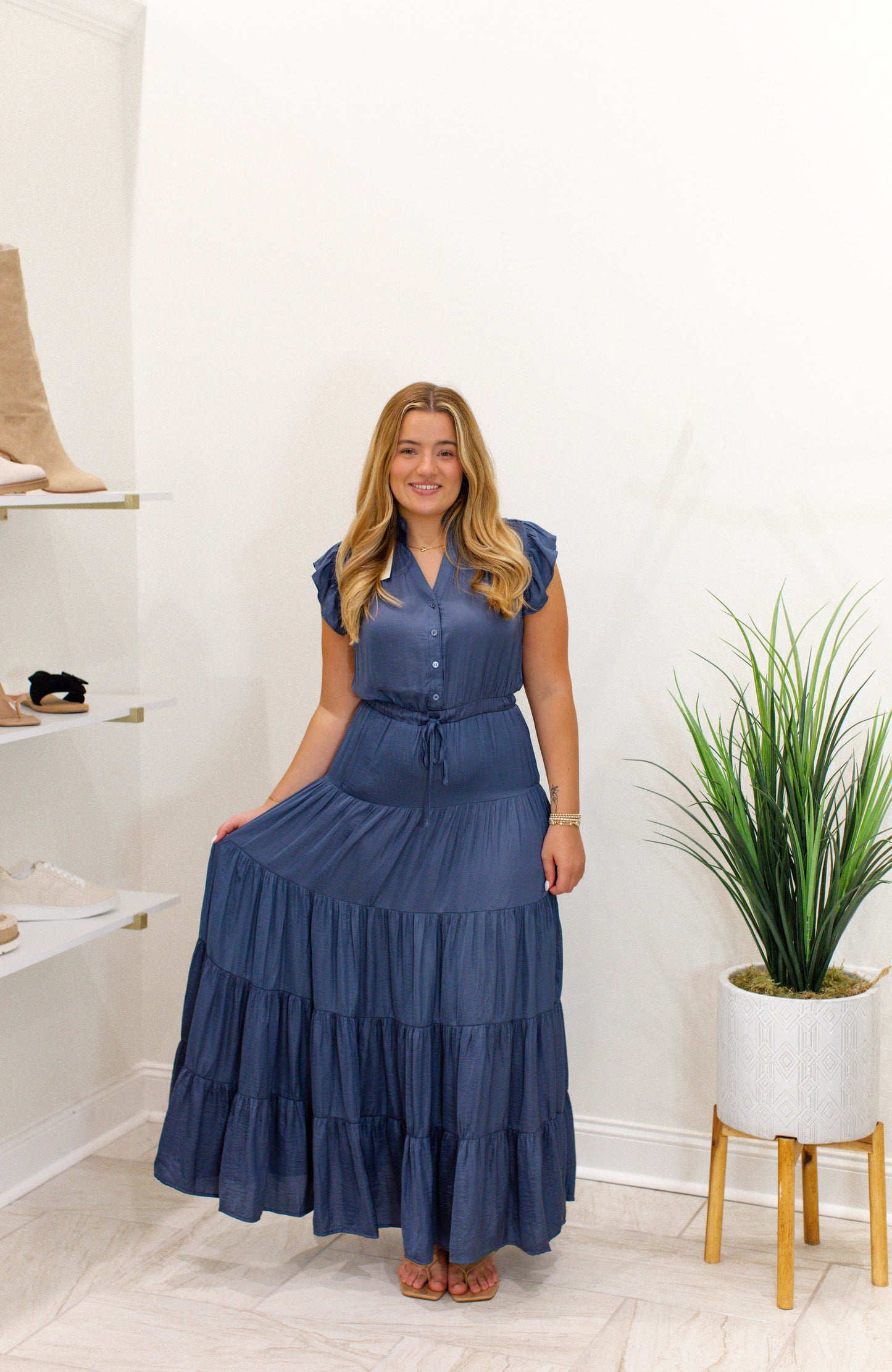 Satin Tiered Maxi Dress