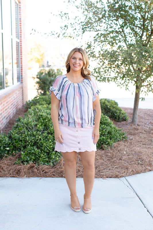 Short Sleeve Peasant Top