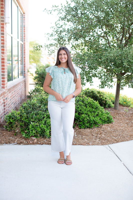 Toile Printed Blouse With Ruffle Sleeves