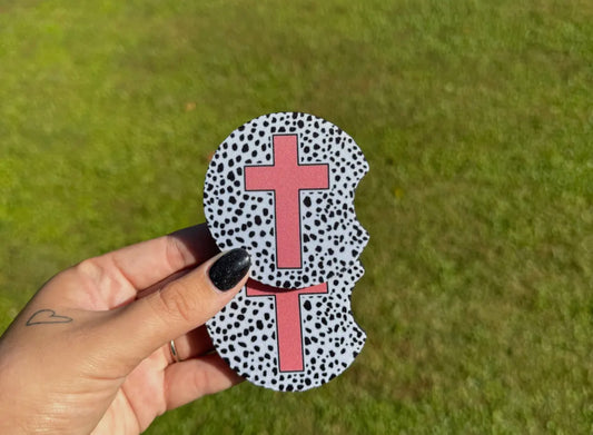 Pink Cross Car Coaster Set