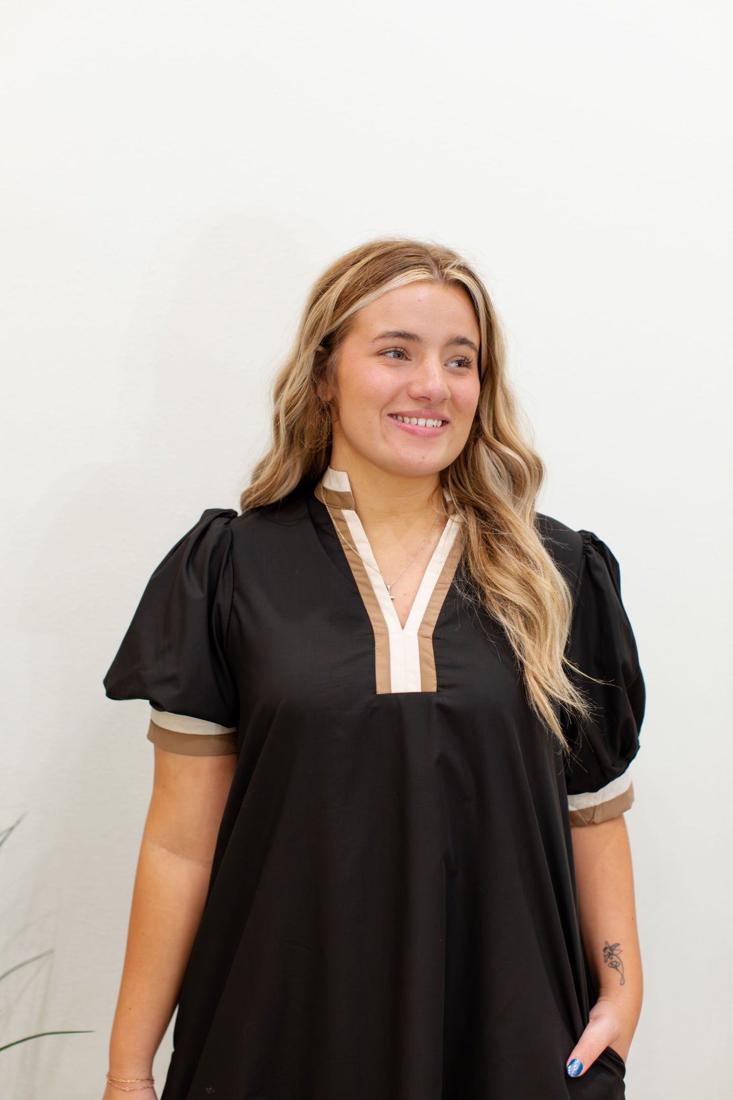 Black V- Neck Dress