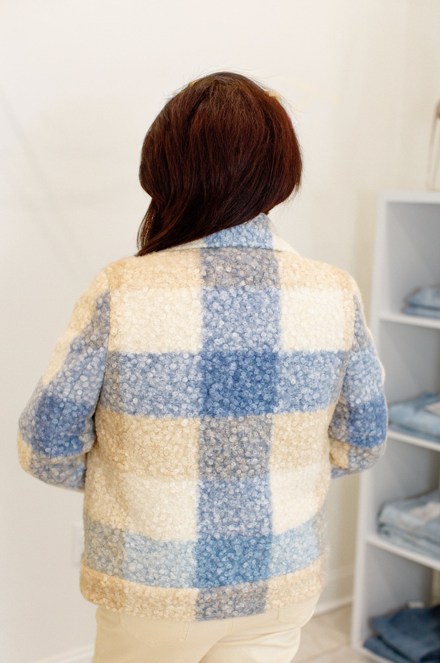 Plaid Boucle Knit Short Coat