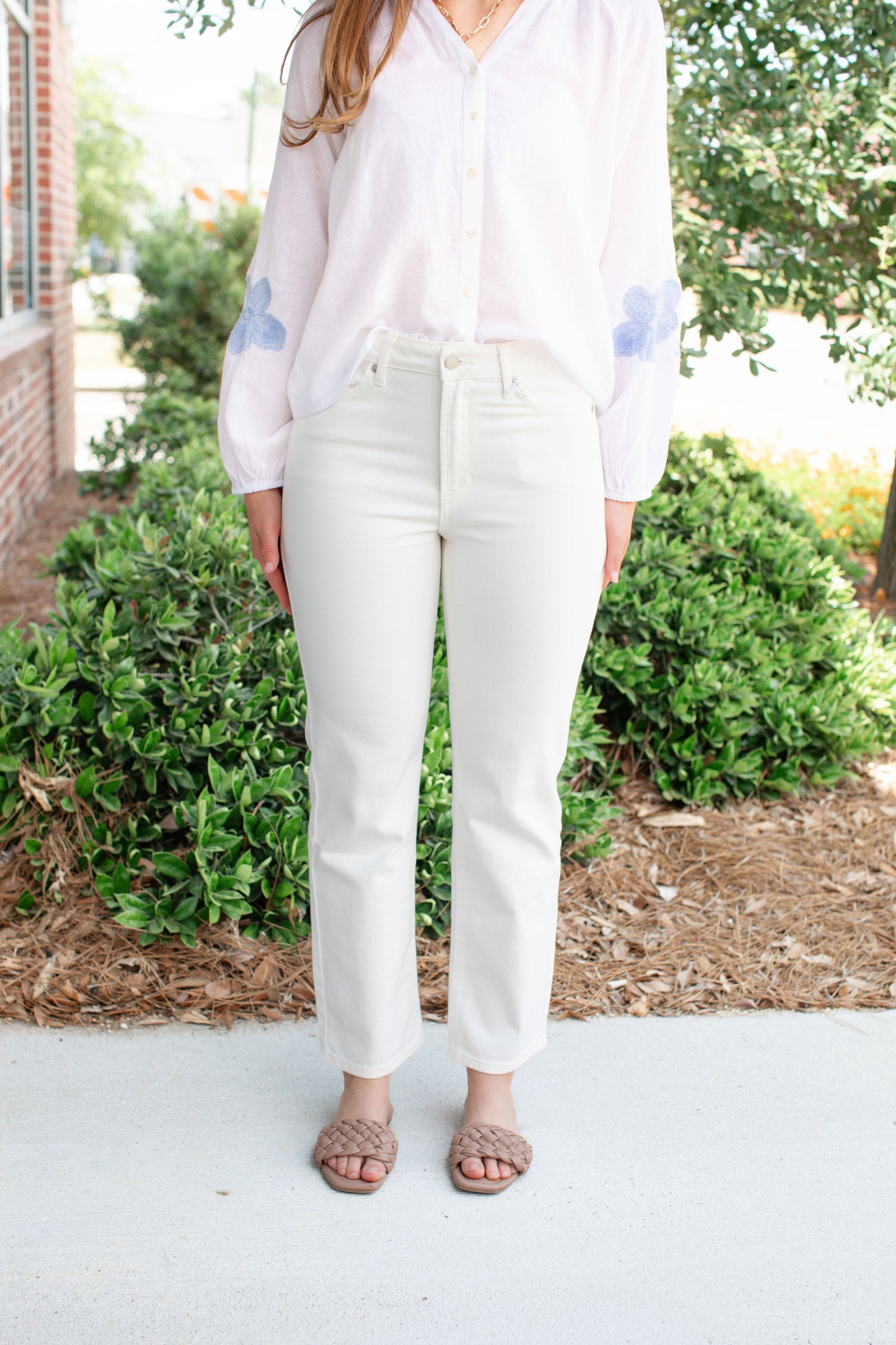Straight Stretch Cream Jeans