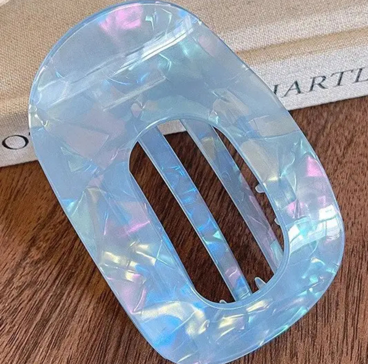 Jumbo Flat Oval Hair Clip - Blue