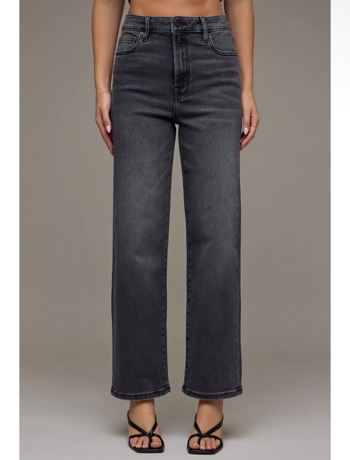 Charcoal Wash Wide Straight Jean