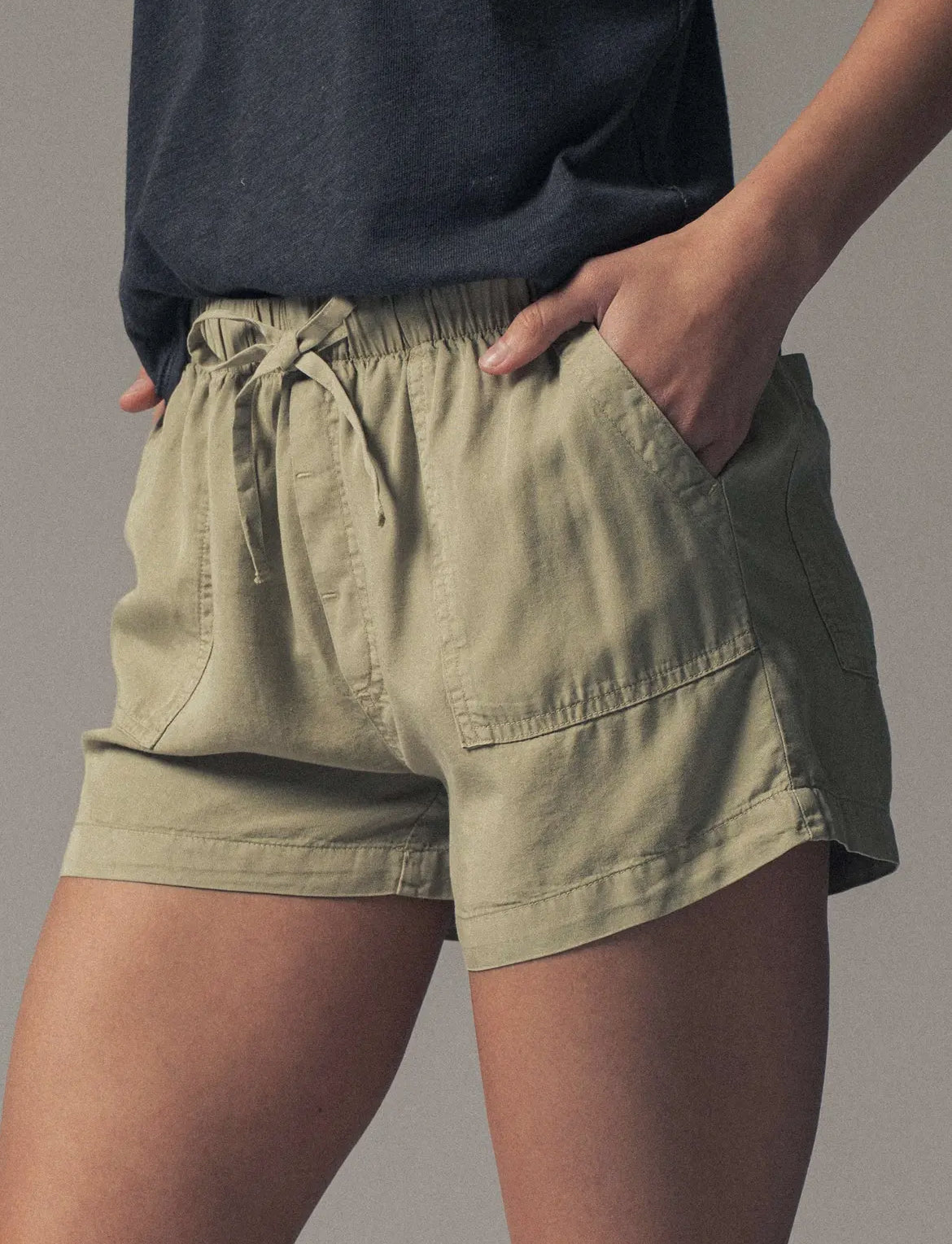 Olive Stone Patch Pocket Shorts