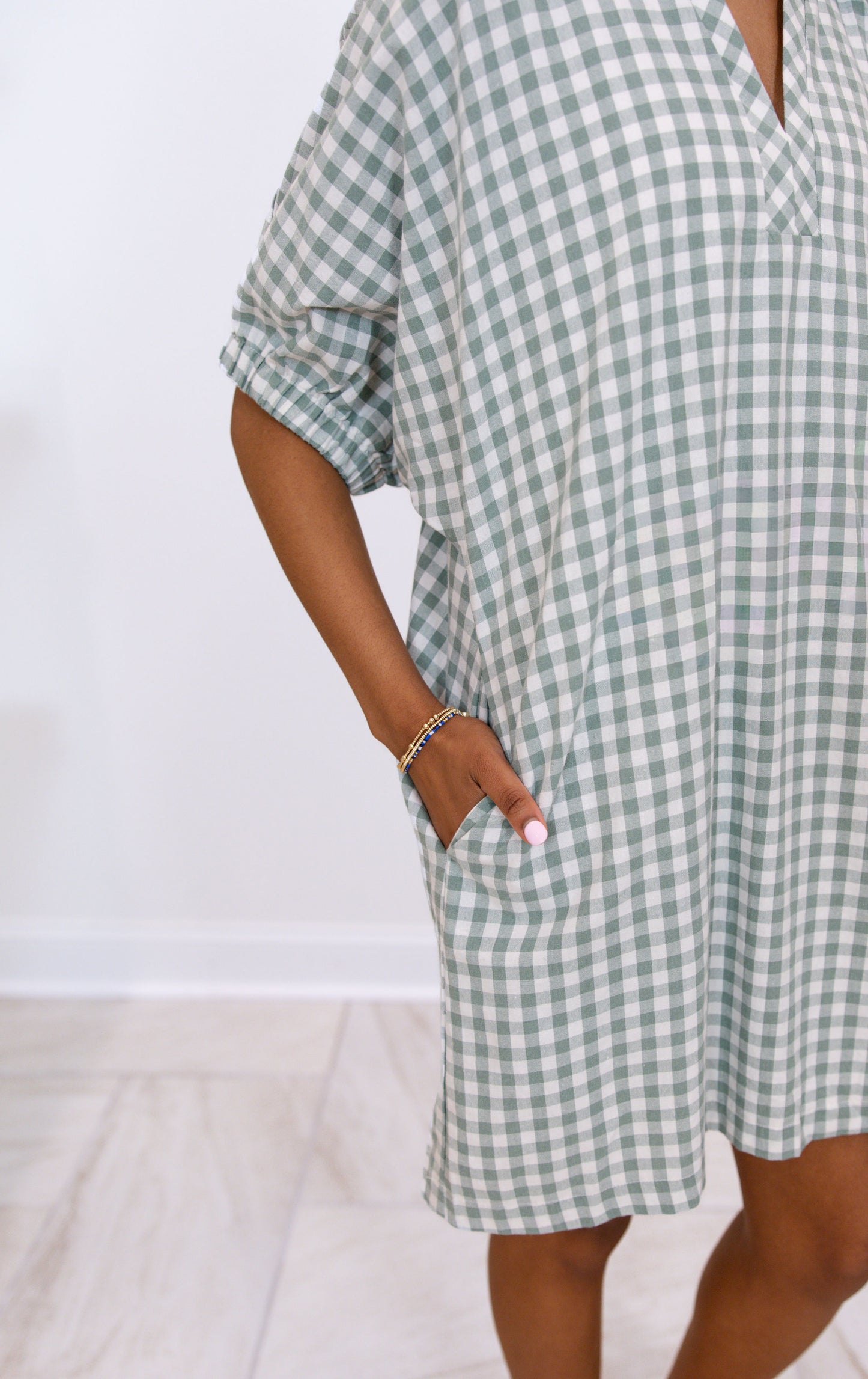 Gingham Short Sleeve Mini Dress