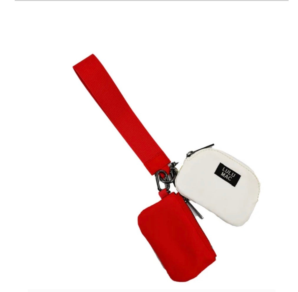 Lulu Mac Red and White Double Pouch Wristlet