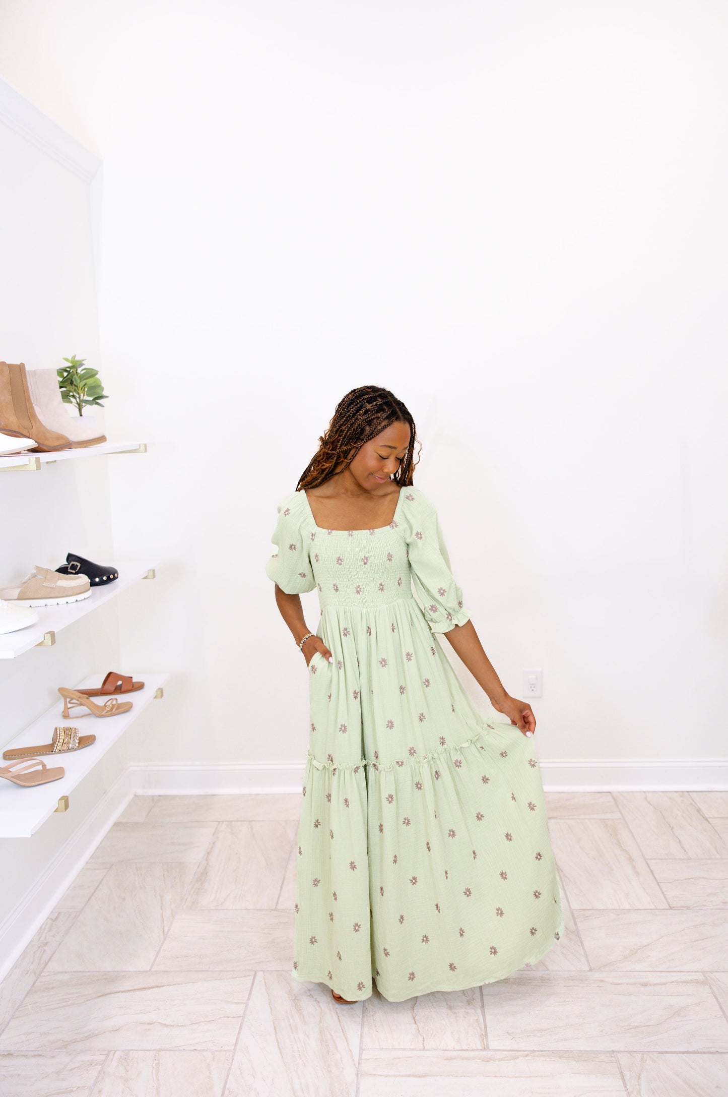 Flower Embroidered Maxi Dress