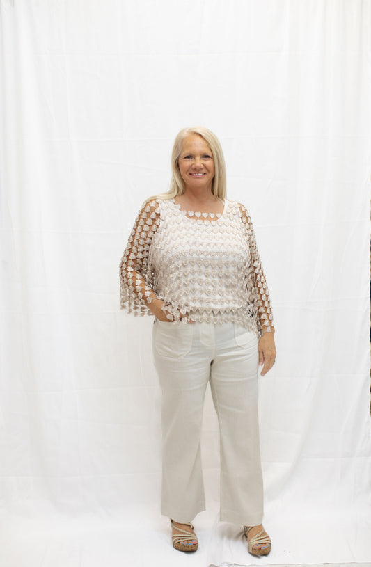 Cropped Straight Leg Pant-Natural