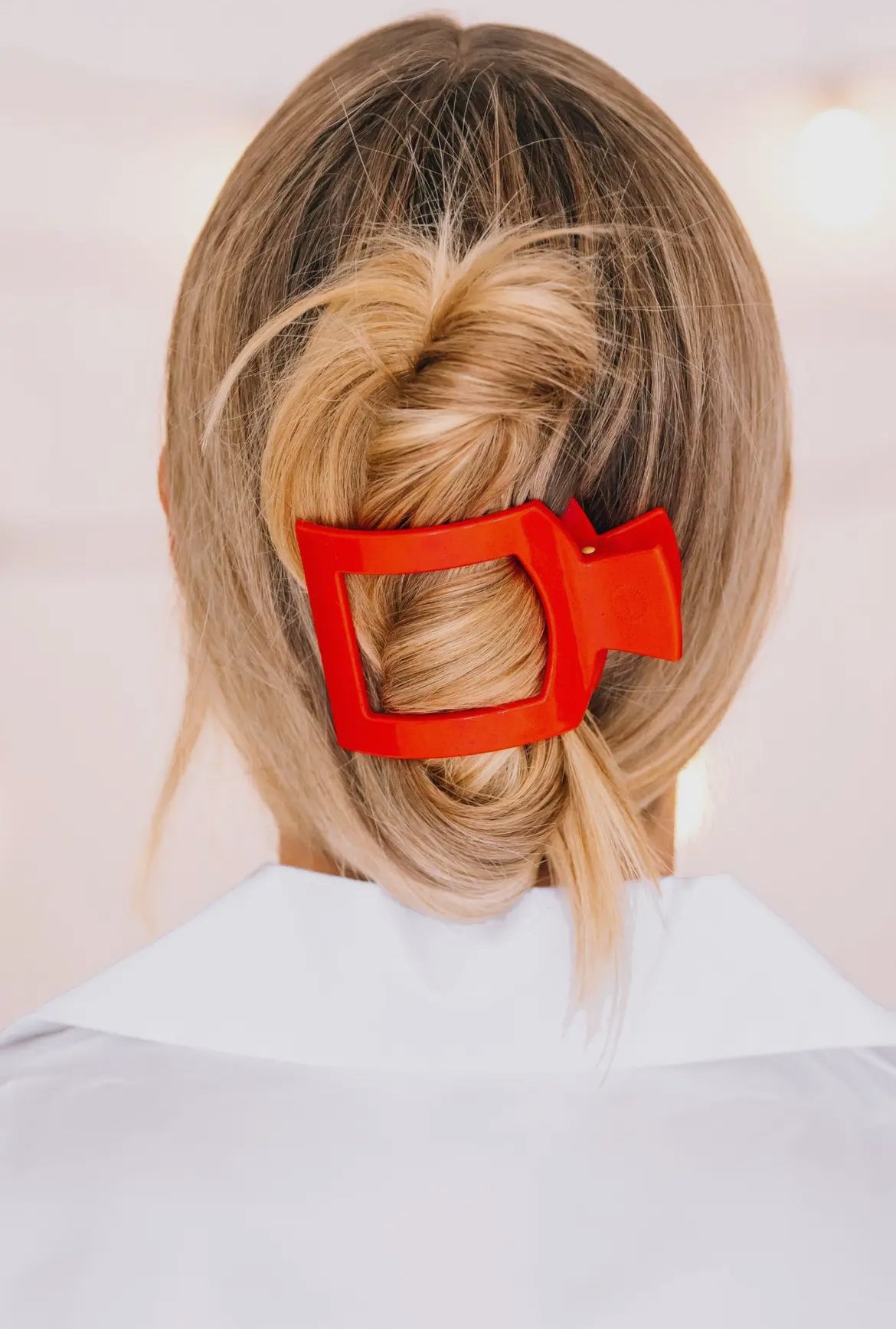 Square Flat Hair Clip-Med-Rudolph Red