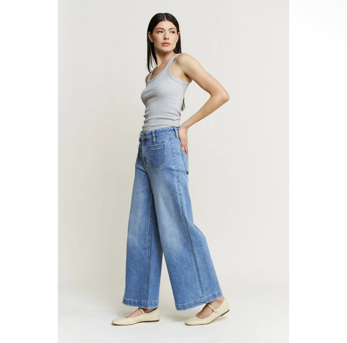 Super High Ankle Wide Leg Jean