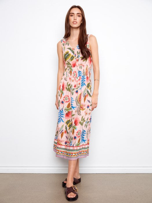 Printed Dress With Smocking At Waist