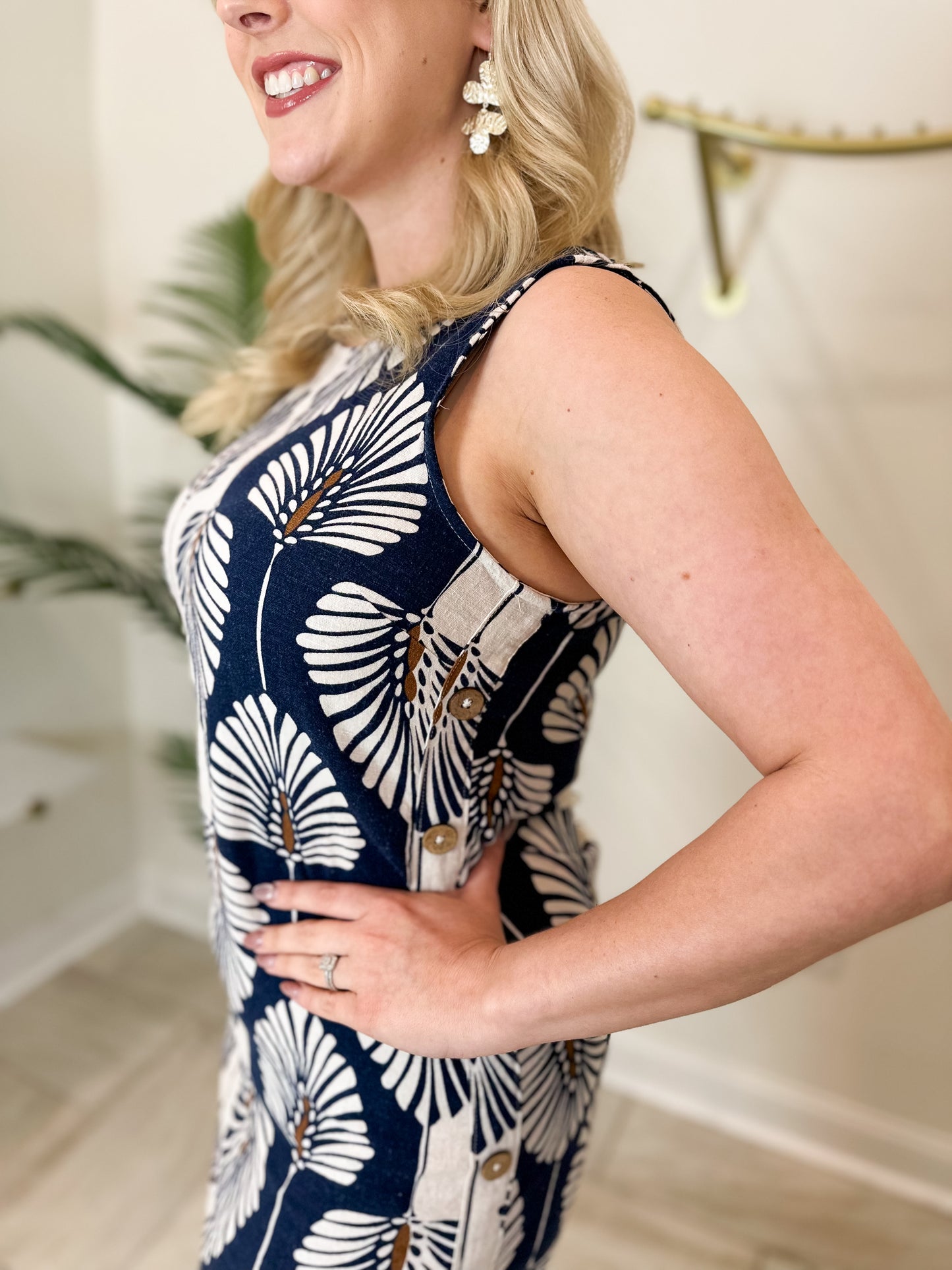 Printed Sleeveless Shift Dress