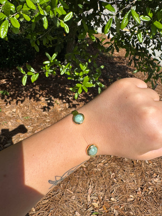 Amazonite Misty Gold Cuff Bracelet