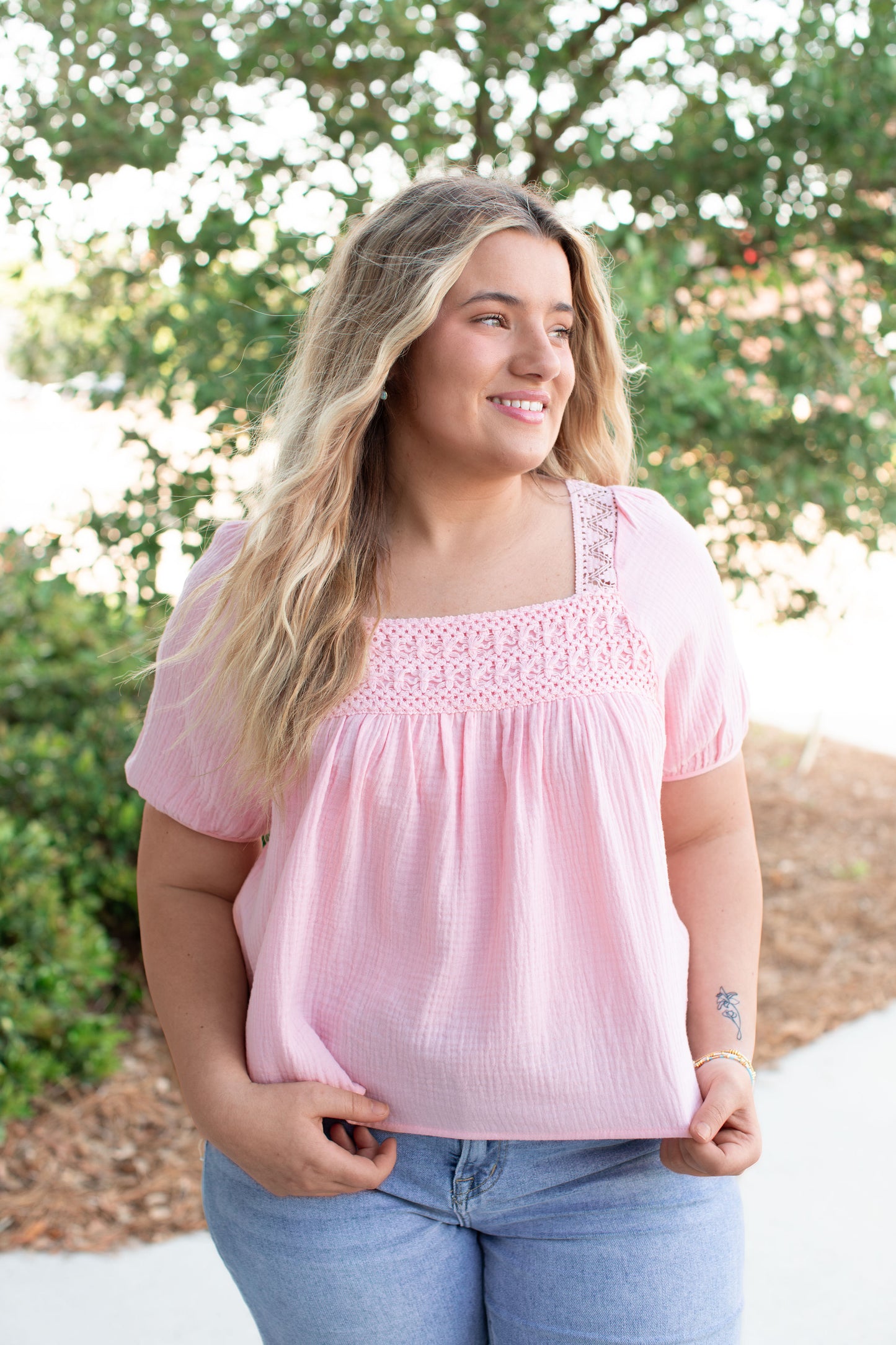 Baby Pink Woven Top