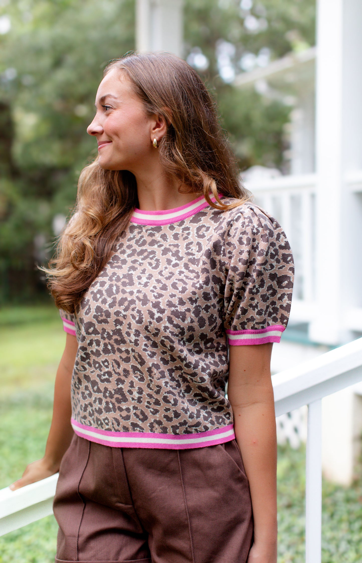 Cheetah Print Top With Pink Details