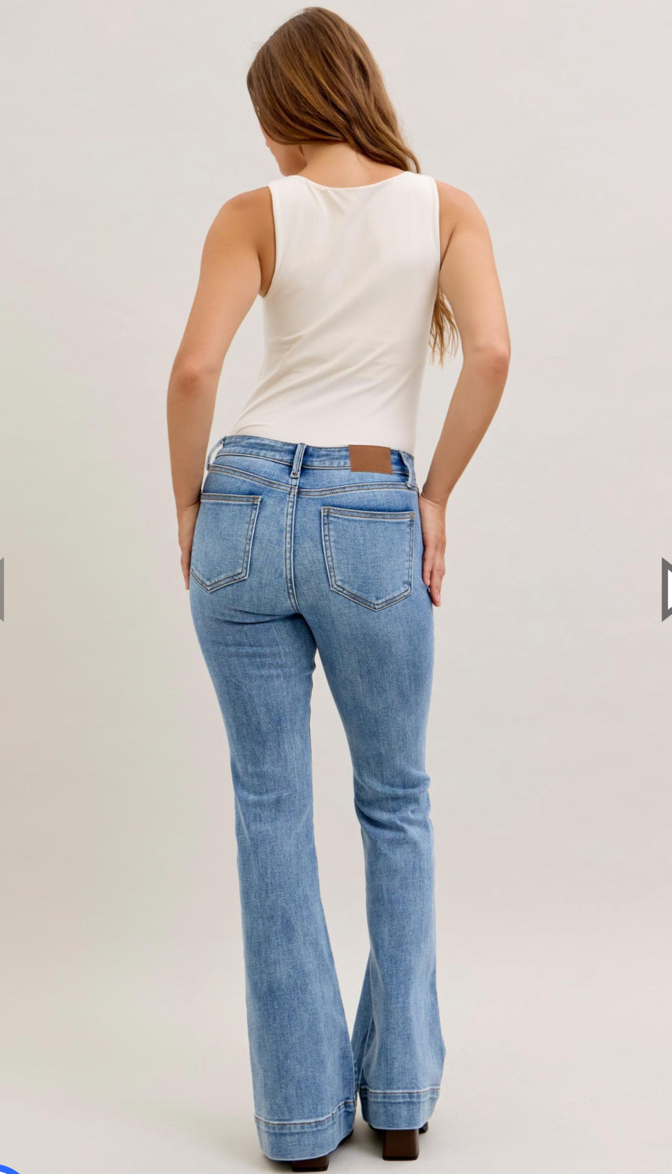 Mid Rise Flare Medium Blue Jeans-Judy Blue