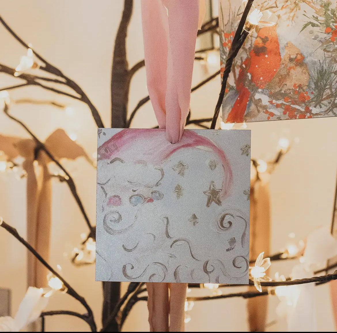 Pink and Gold Santa Ornamanet