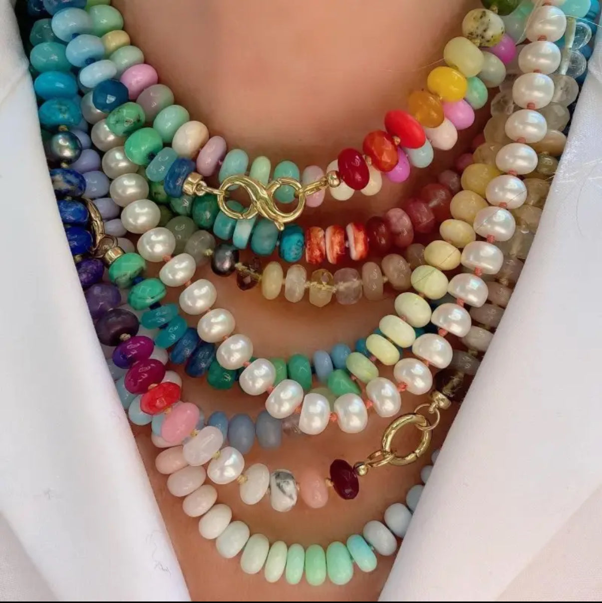 Natural Stone Semi-Precious Glass Necklace