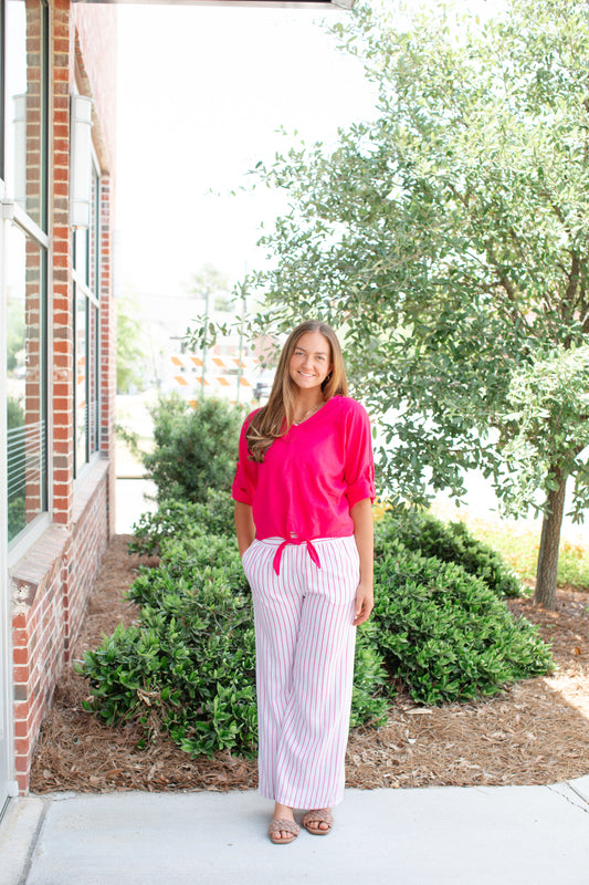 Striped Pull On Pants