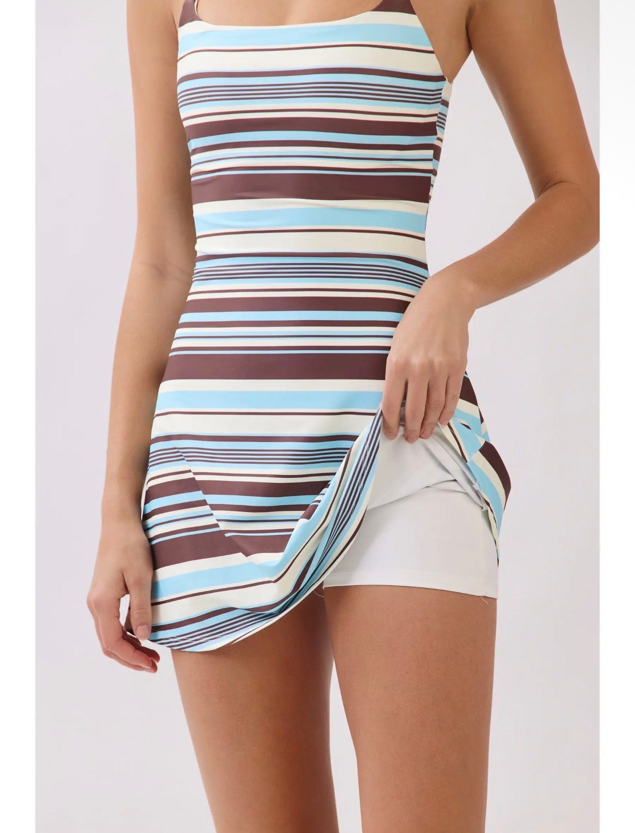 Stripe Print Athletic Dress