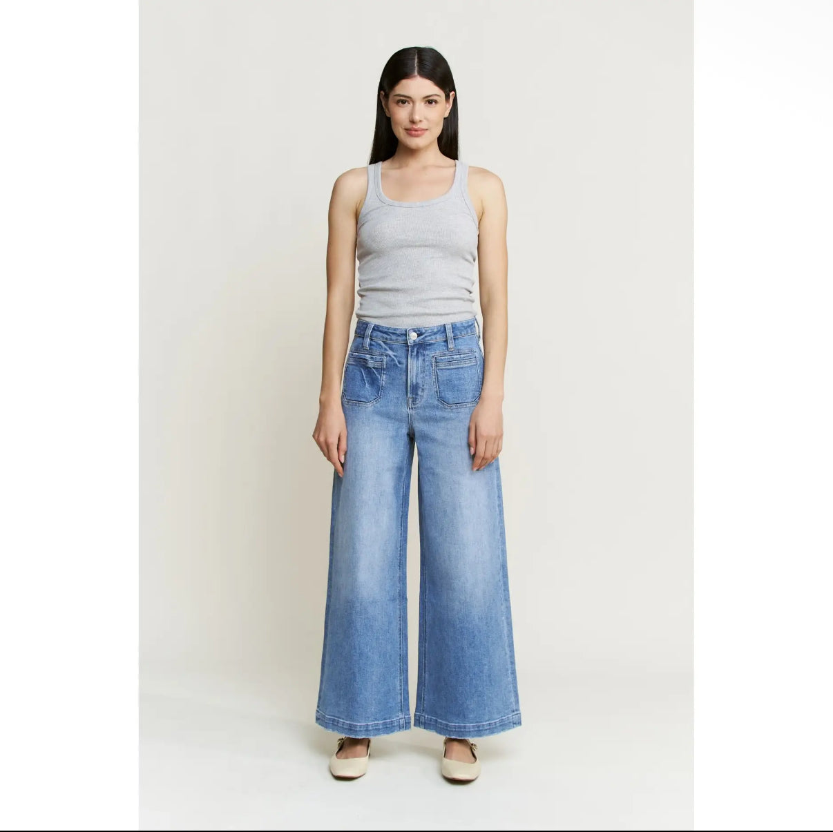 Super High Ankle Wide Leg Jean
