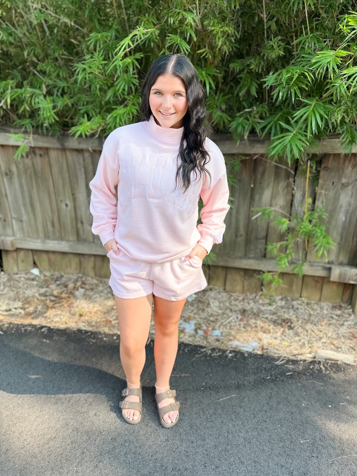 Lulu Mac Stitch Mock Neck - Light Pink
