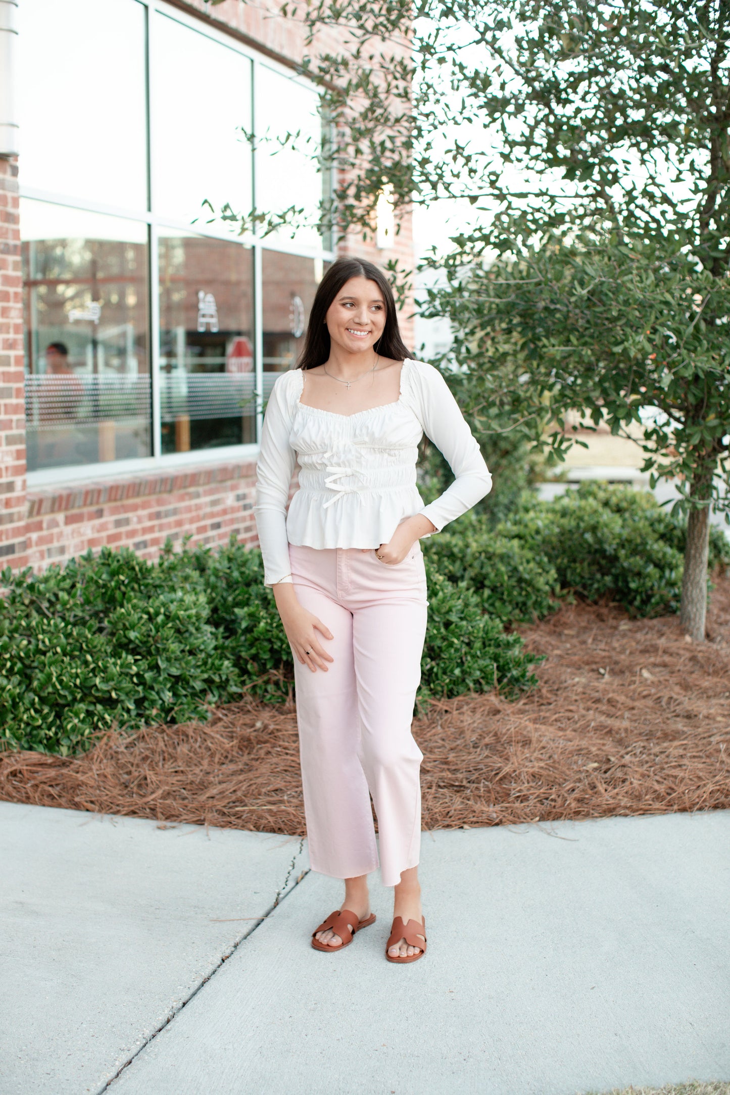 Shirred Top-White