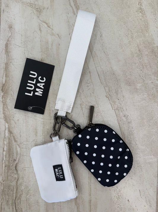 Black/White Lulu Mac Polkadots Double Pouch Wristlet