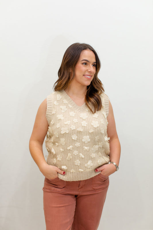 Floral Mesh V - Neck Vest