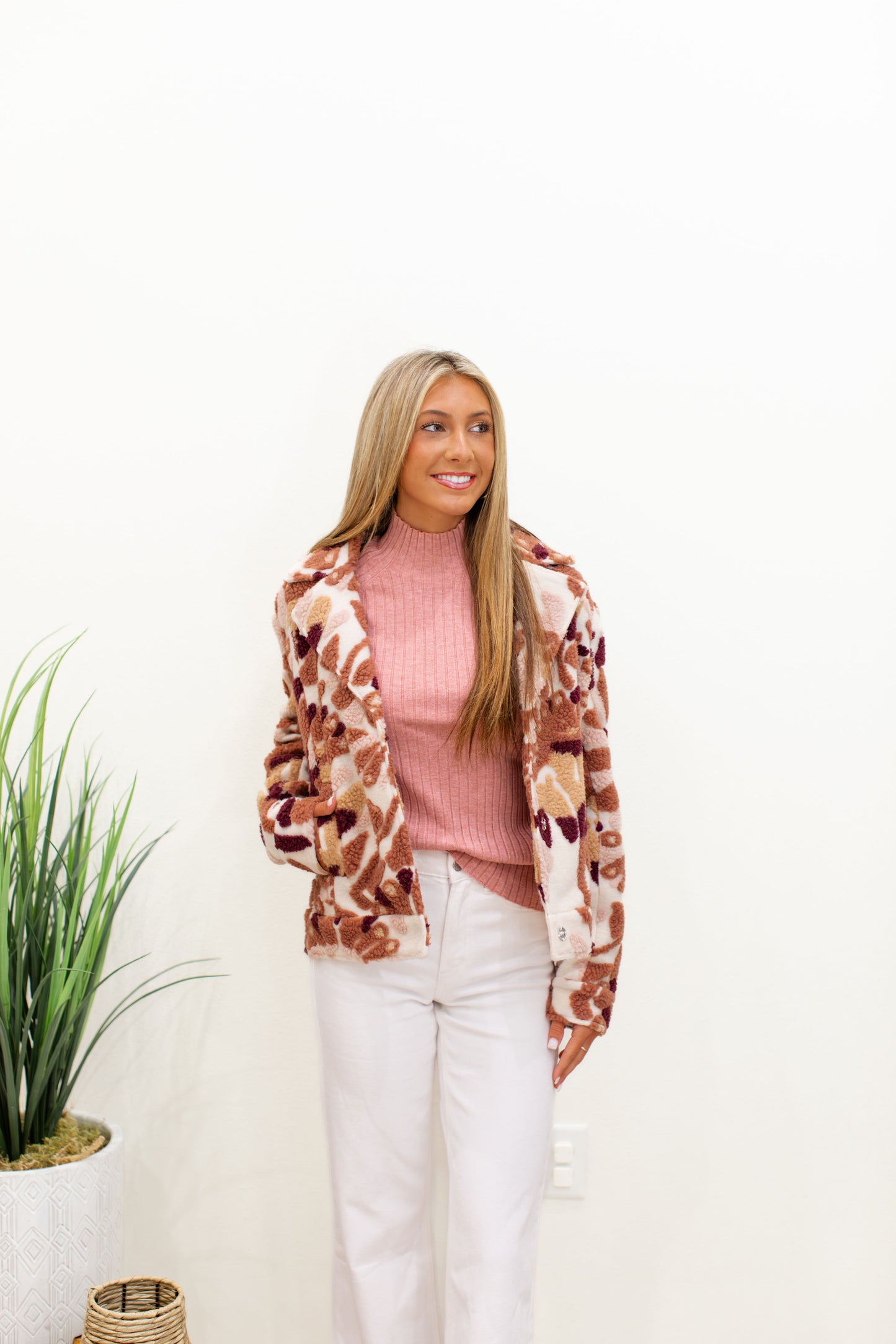 Sherpa Flocked Fleece Short Jacket