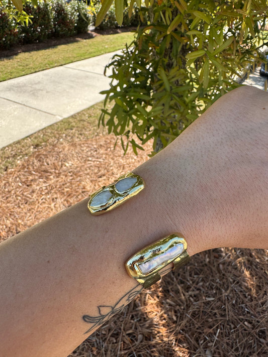 Double Pearl Cuff Bracelet
