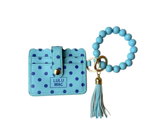 Lulu Mac Blue Polka Dot Wristlet