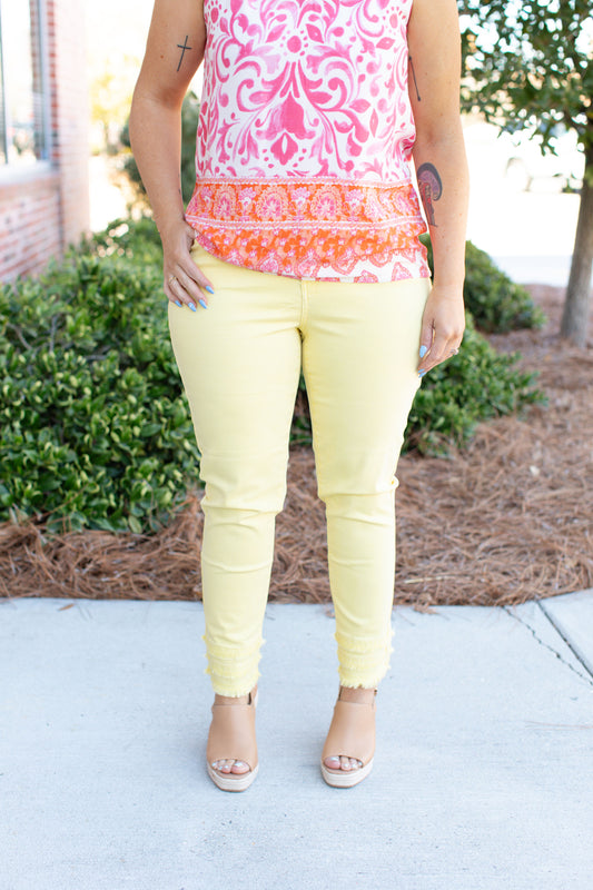 Frayed Hem Denim Jeans-Lemonade