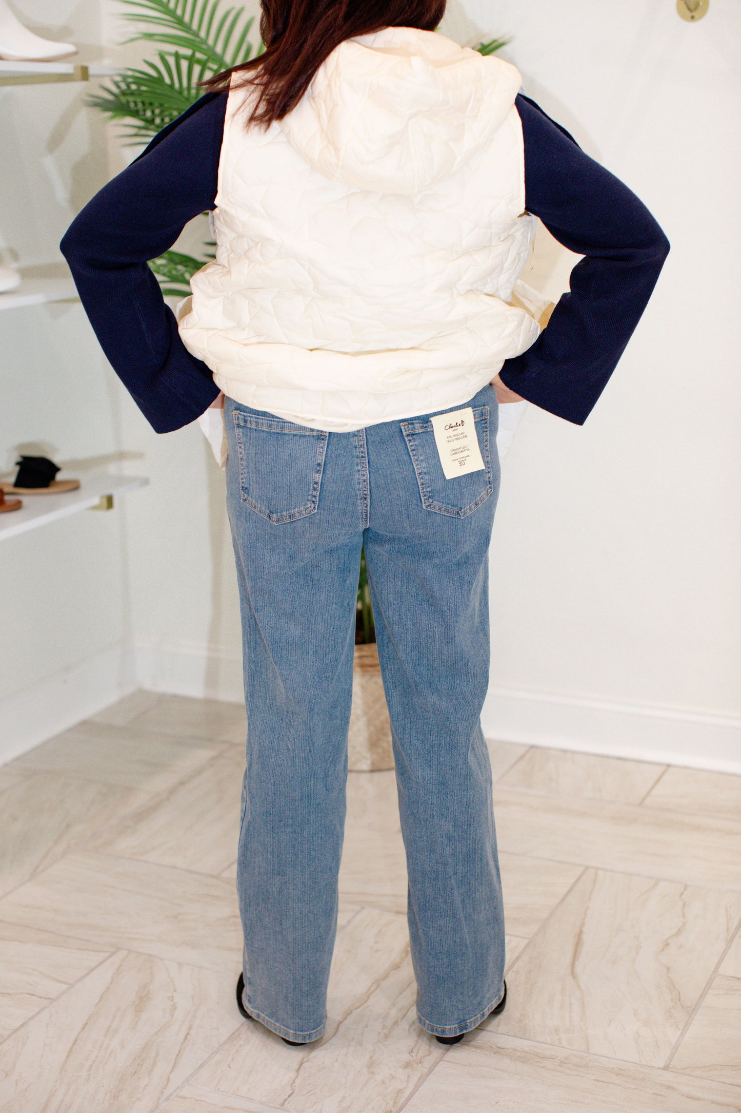 Denim Corduroy Straight Leg Pant