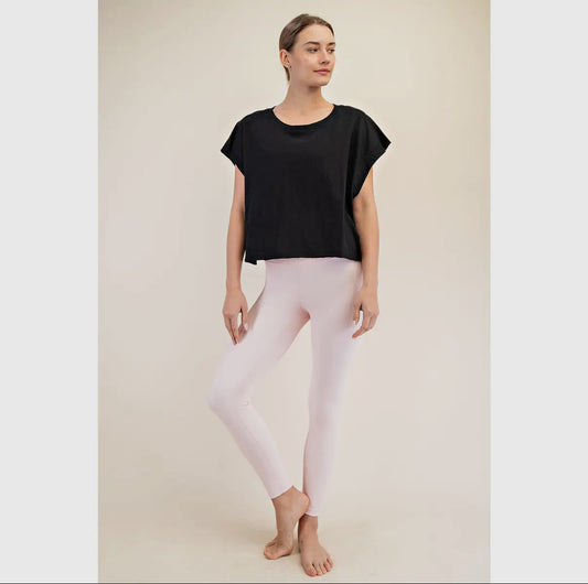 Black Cotton Slub Open Back Top