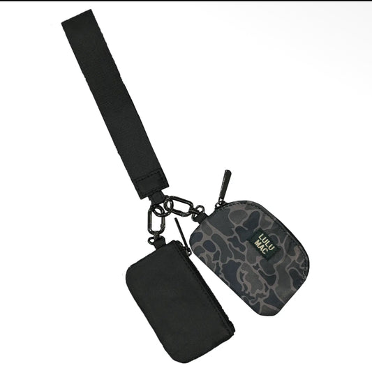 Lulu Mac Black Camo/ Black Double Pouch Wristlets