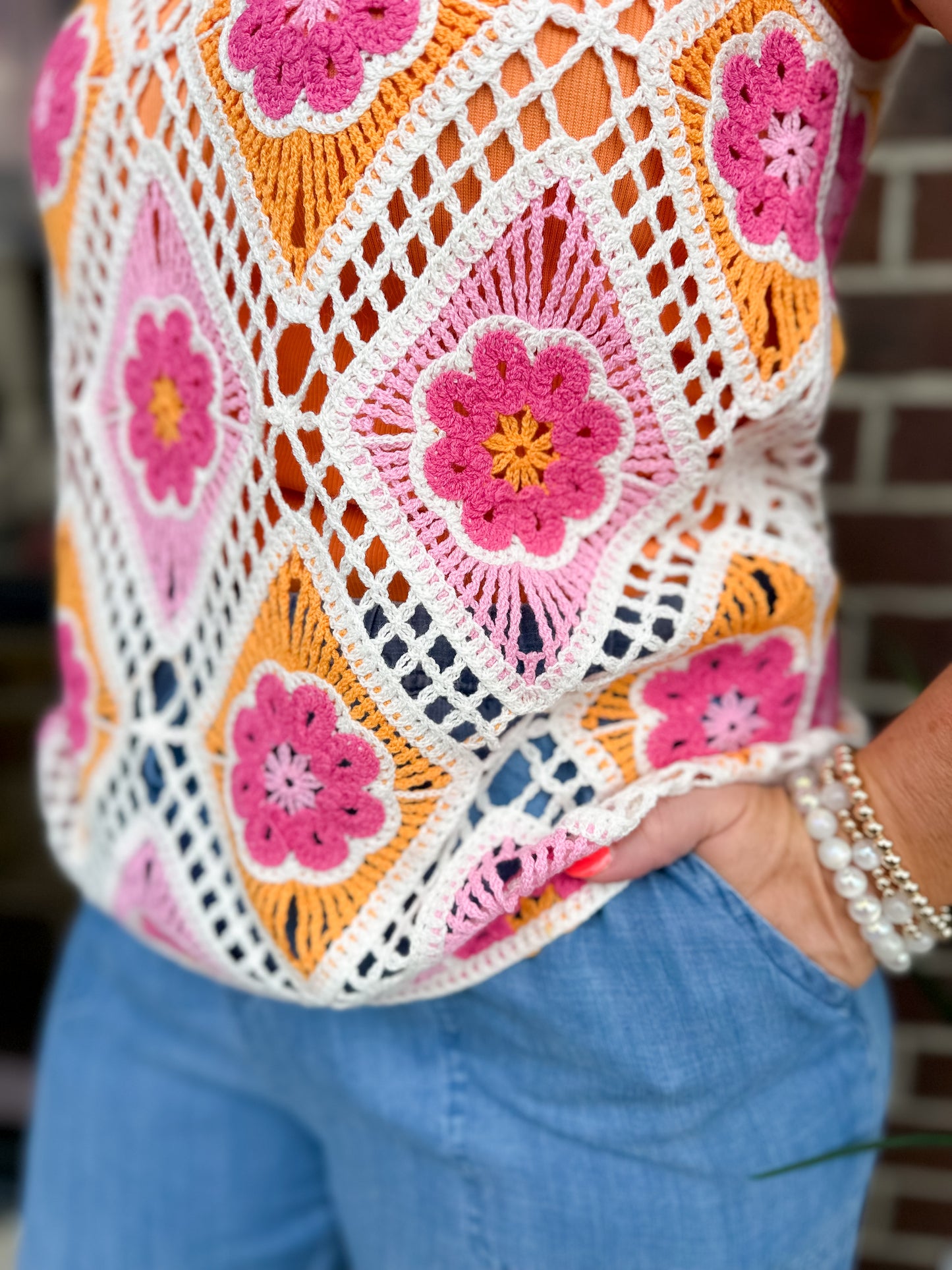Flower Sleeveless Crochet Top
