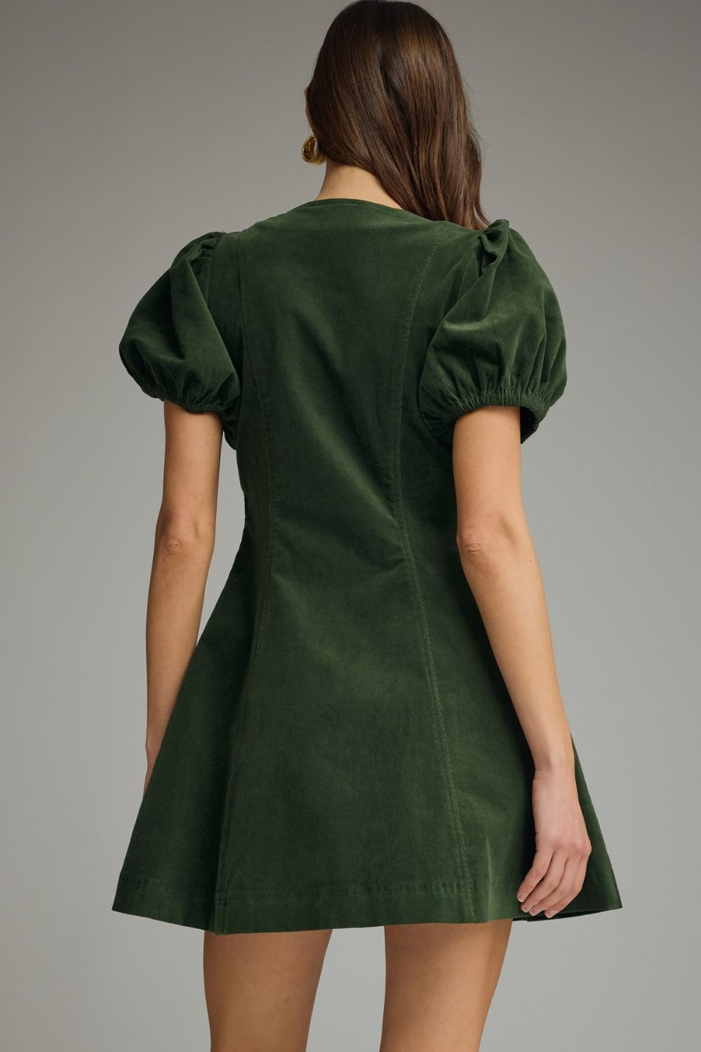 V-Neck Puff Sleeve Mini Dress