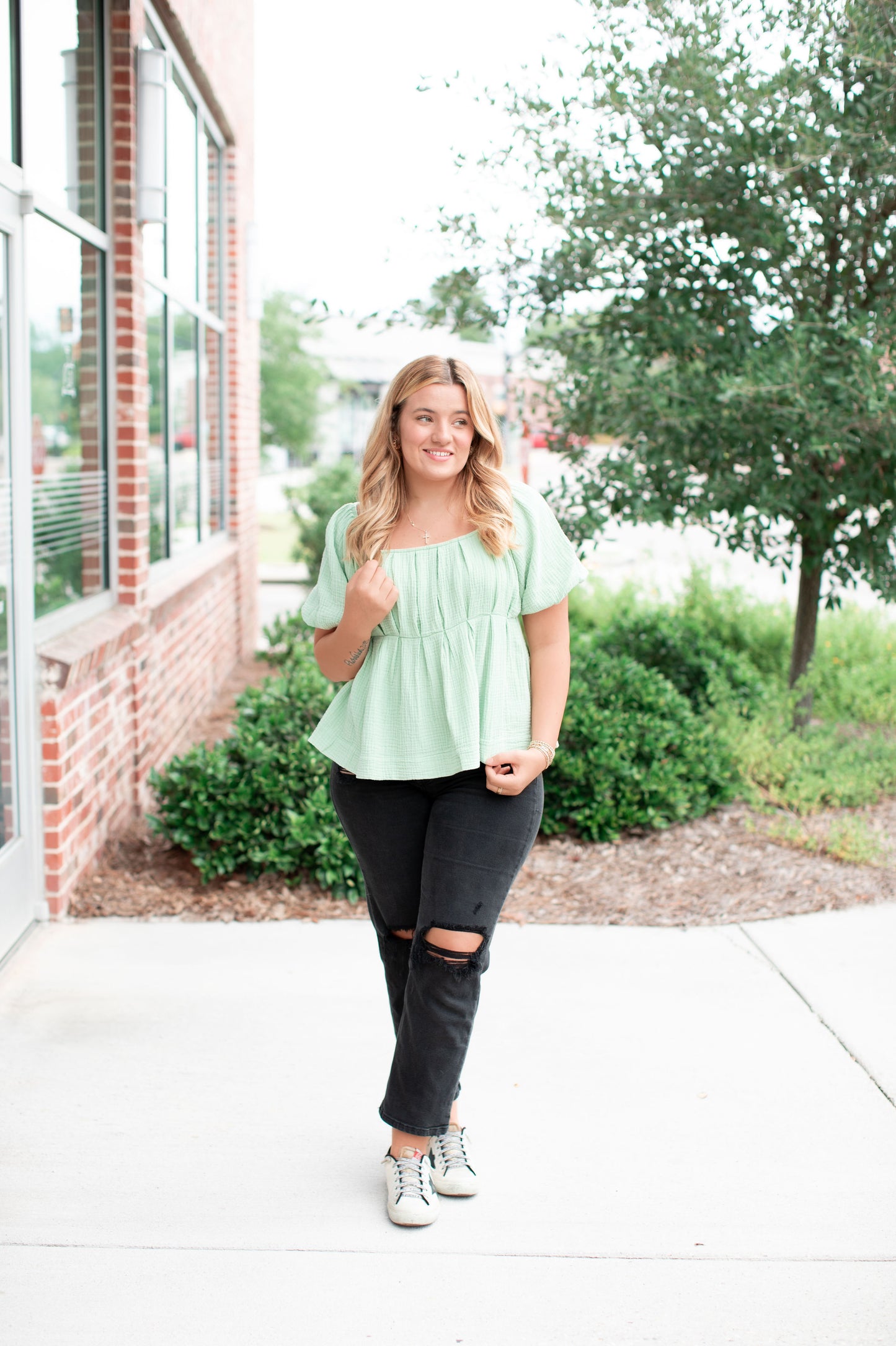 Puff Pleats Vintage Washed Top